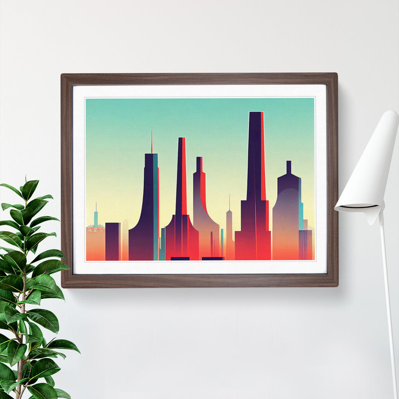 City Skyline Vol.1 - Framed Print, 46cm H x 64cm W x 2cm D, Walnut Framed