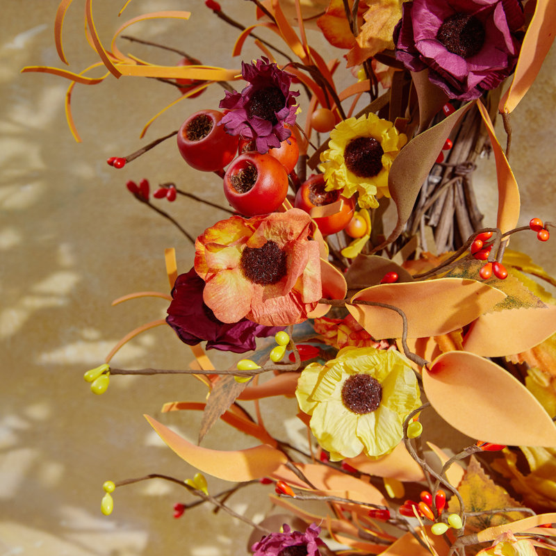 Fausse citrouille d'automne 20 po et couronne fruitée