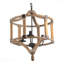 Lustre - luminaire suspendu tambour en bois 3 lumières, chaîne réglable