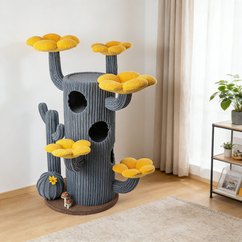 Arbre à chat H 63,78 po Jacek, Brun / Jaune / Bleu