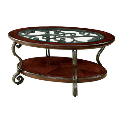 Traditional Style Brown Cherry 1pc Sofa Table Open Bottom Shelf Ornate Design Living Room Furniture