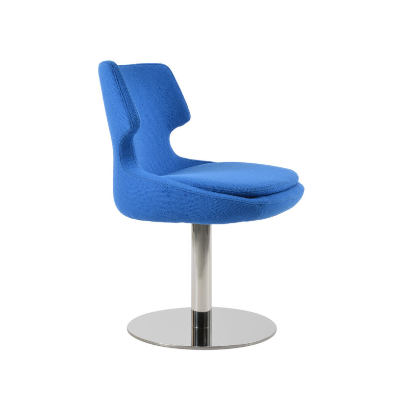 Table ronde Patara, Chrome chrome, Bouclé bleu