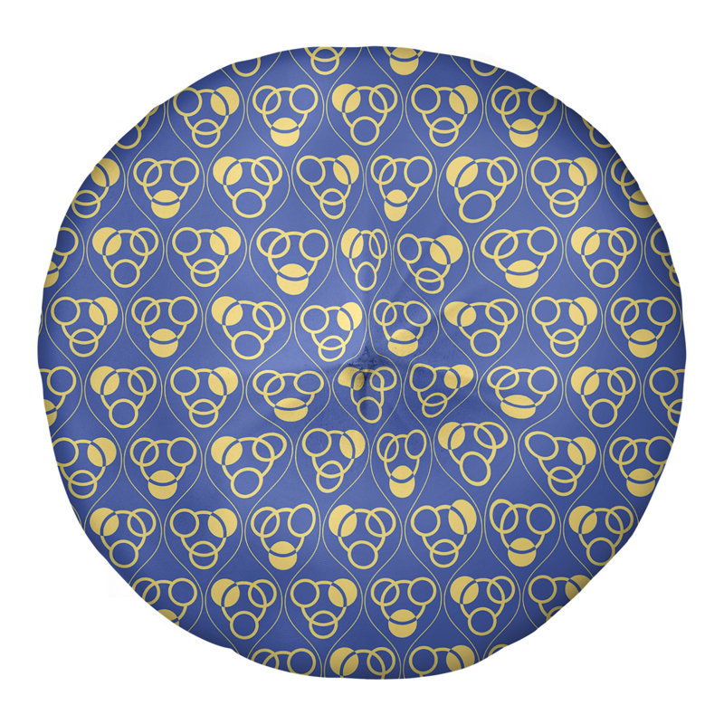 Coussin de sol classique à motif de cercles et de vagues, 26 po x 26 po, Bleu/jaune