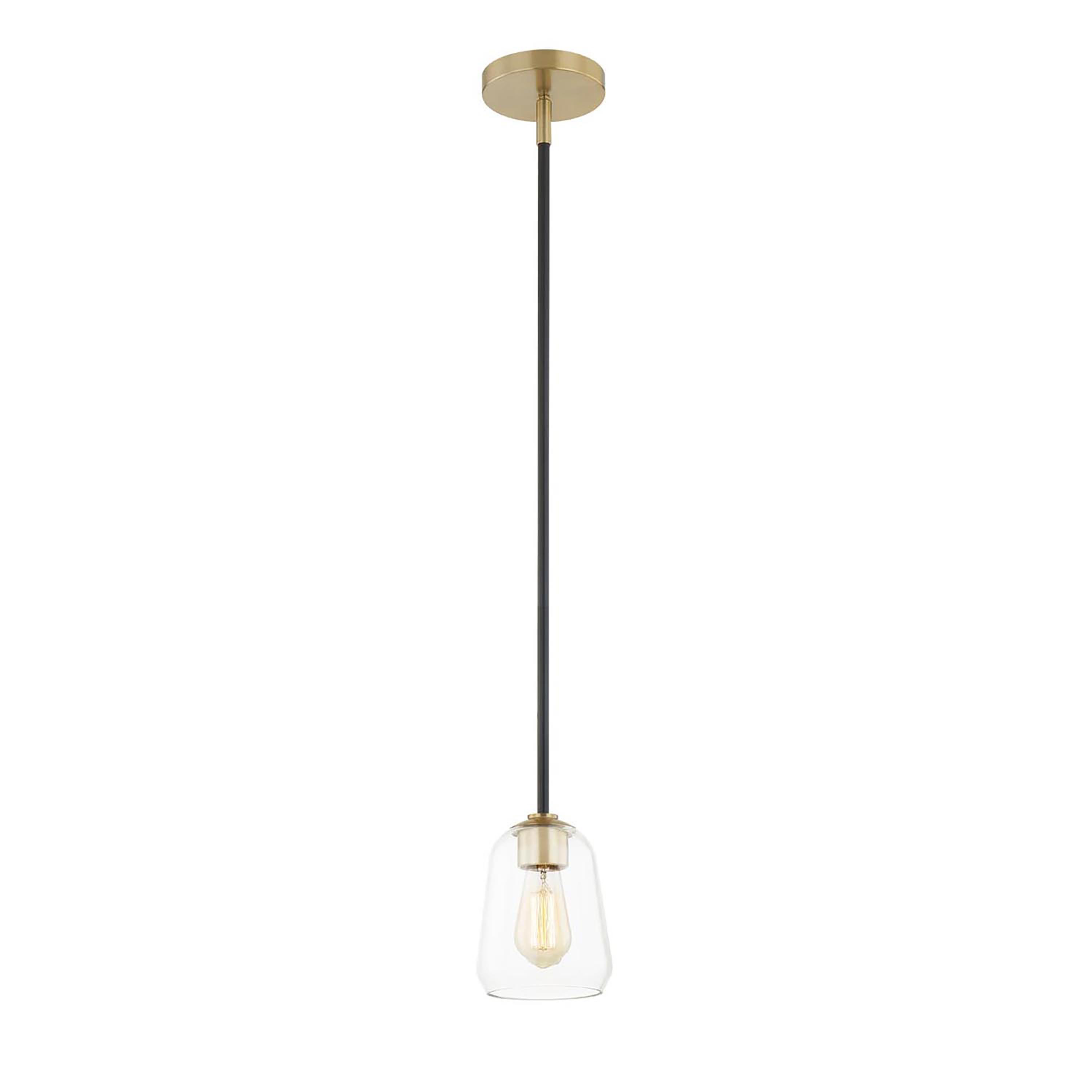 George Oliver Azaylee 1 - Light Matte Black/Brass Single Pendant | Wayfair