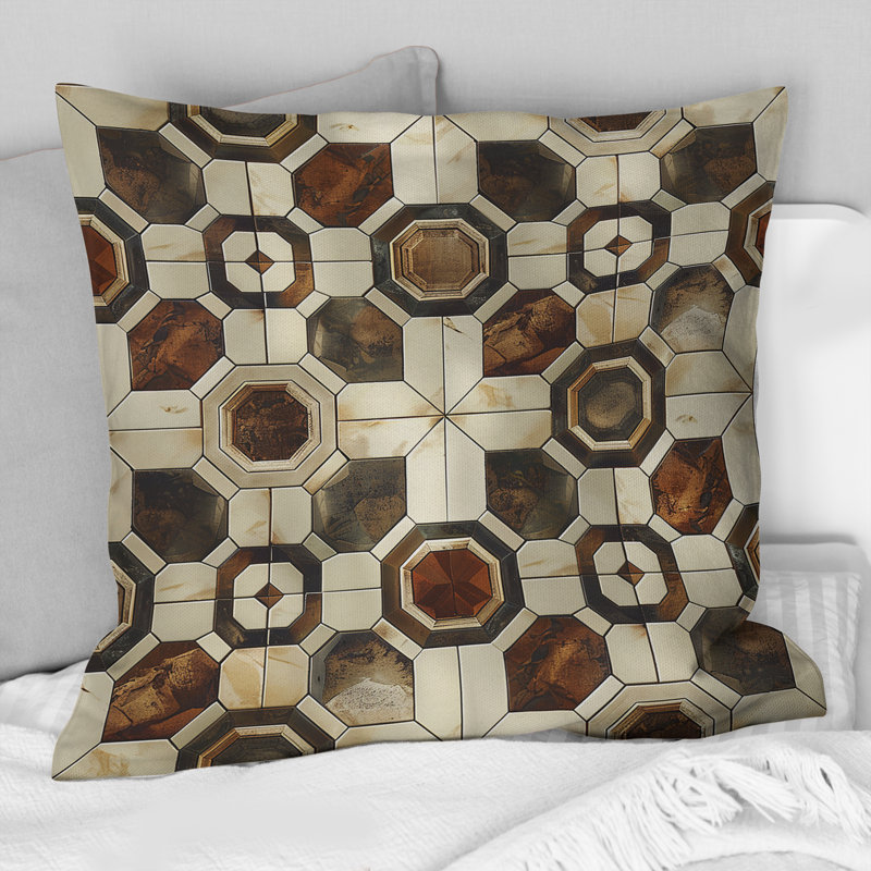 Coussin décoratif brun beige Midcentury II - Midcentury, H 16 po x l 16 po