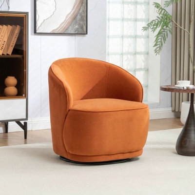 Stith Velvet Upholstered Swivel Barrel Chair