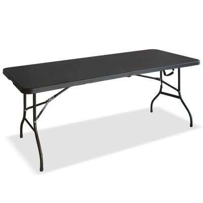 Table pliante multifonctionnelle noire 6 pi pour pique-nique, jeux et fêtes | Idée de cadeau
