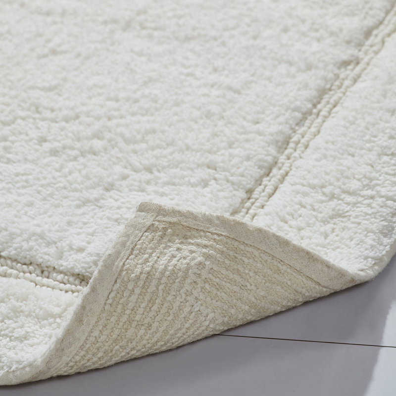 White Cotton Non-Slip Bath Mat Set, 2-Pack