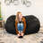 Big Joe Fuf Giant Foam Bean Bag Chair, Oversized Couch with Removable Cover for Kids, Teens, Adults, Onyx Lenox-42662637-42675208
