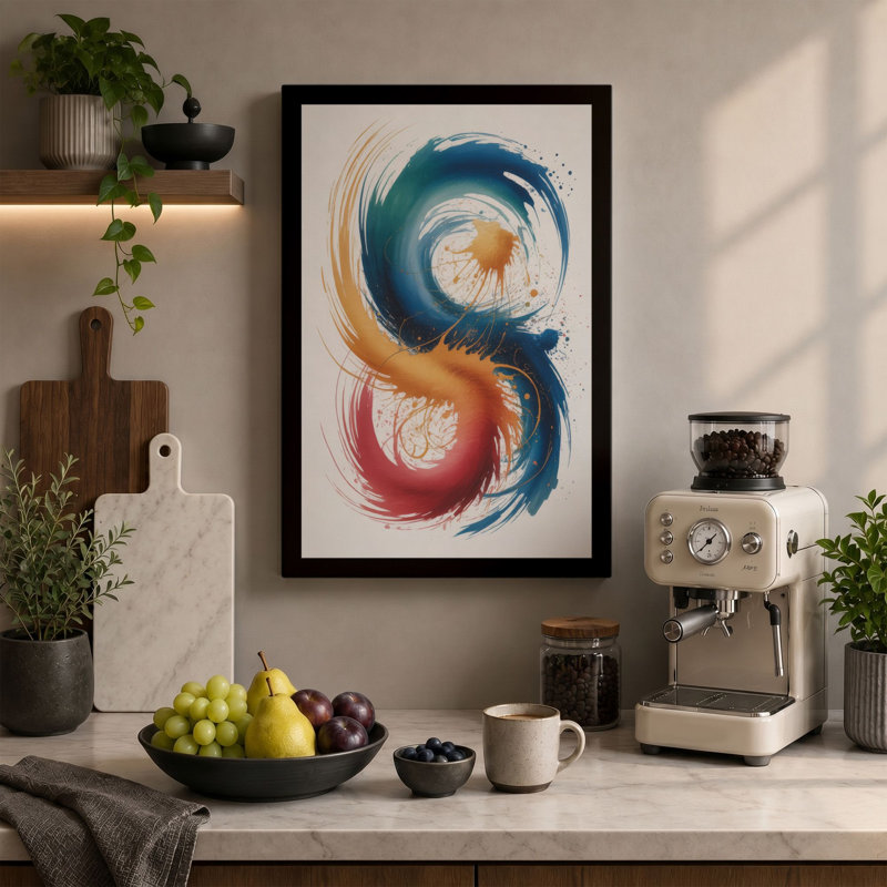 Flowing Infinity Modern - Wrapped Canvas, 30x20 - 76.2 x 50.8 cm, Teal Border