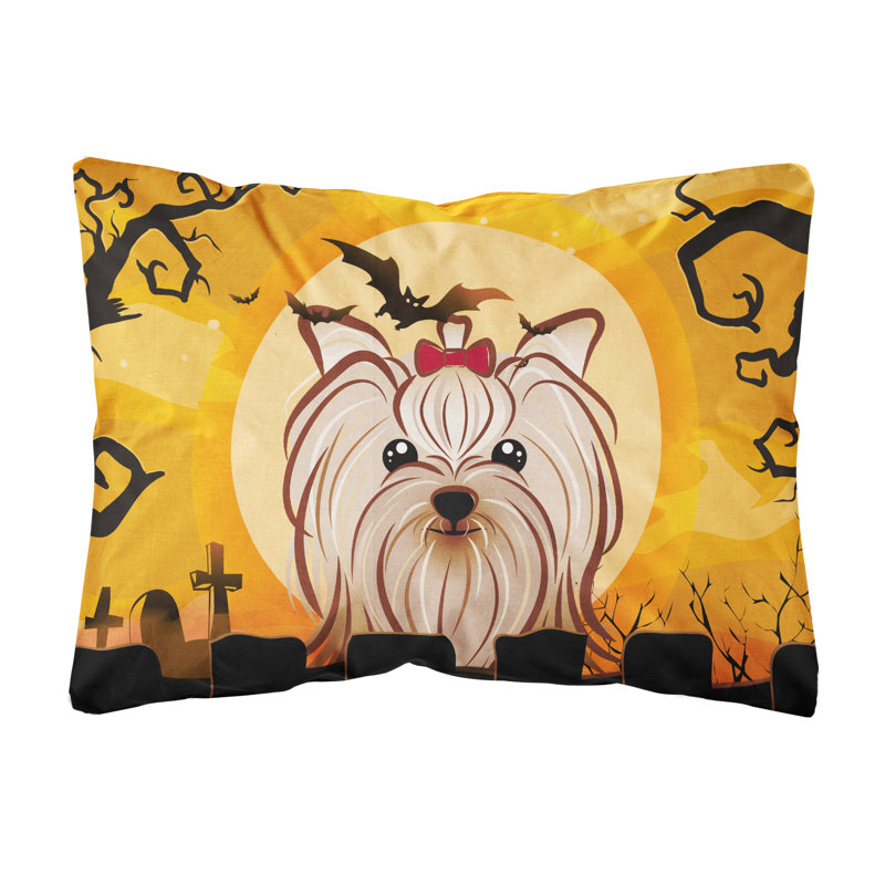  Coussin intérieur / extérieur Halloween Yorkie Yorkshire Terrier