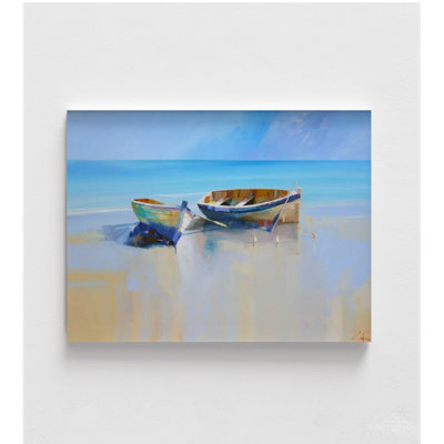 Afternoon Gulls By Penny Craig Trewin, Coastal Office Decor, Boats Painting Print, Seashore Artwork, Coastal Restaurant Art