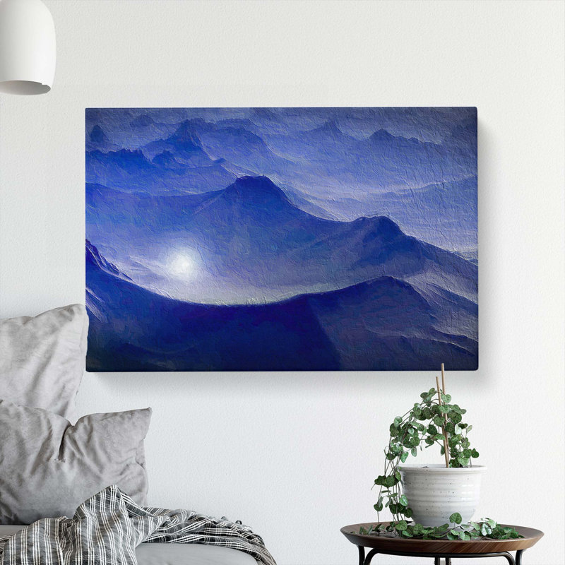 Purple And Blue Mountain Tops - Wrapped Canvas, 35cm H x 50cm W x 3cm D