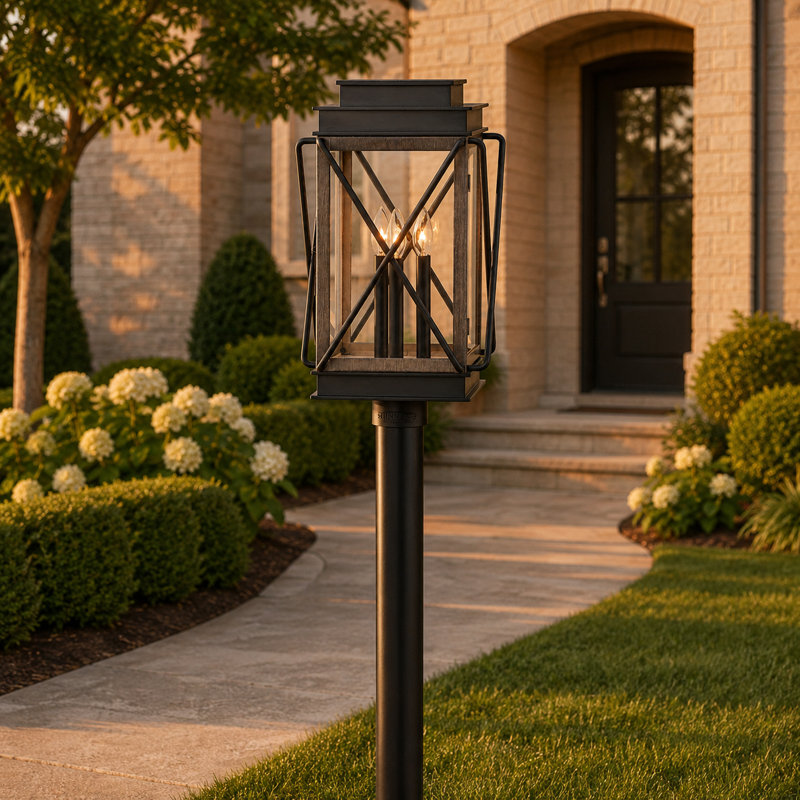 Montecito Architectural Three Light Outdoor Post Mount Lantern