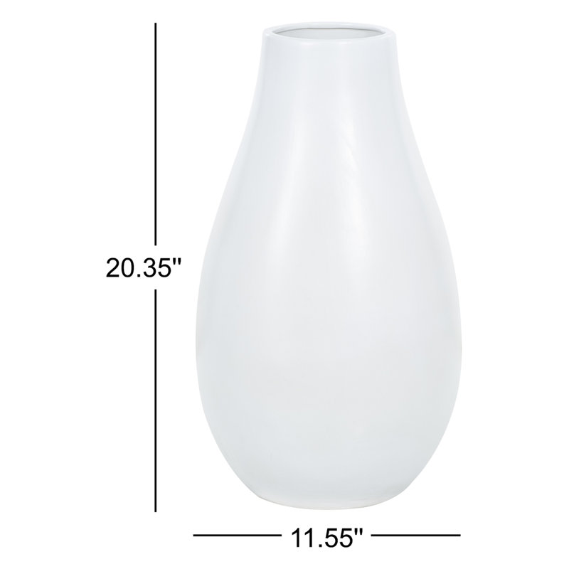 Vase de table en céramique Mable, H 20,25 po x L 16,60 po x l 11,65 po, White