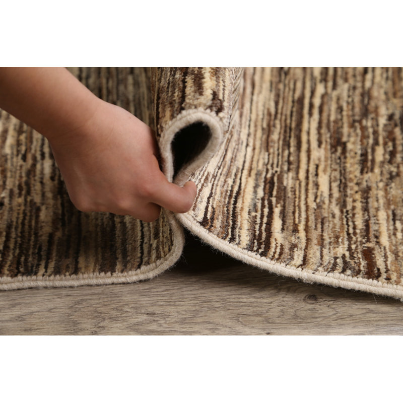 Tapis décoratif en laine de conception unique 6 pi 6 po x 9 pi 8 po noué à la main New Age