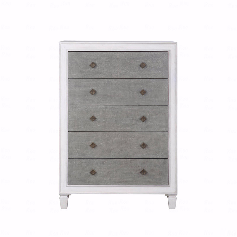 Commode au fini rustique gris et blanc vieilli (commode)