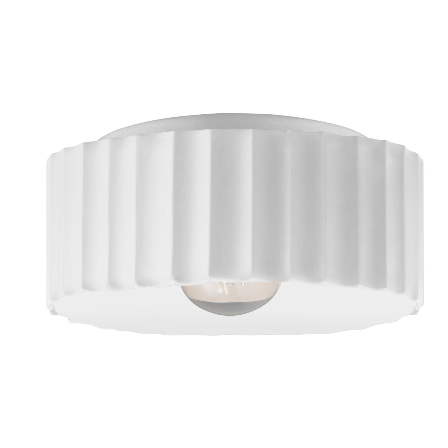 Colgate Round Outdoor Flush Mount, Gloss White, 6.5" H x 13" W x 13" D