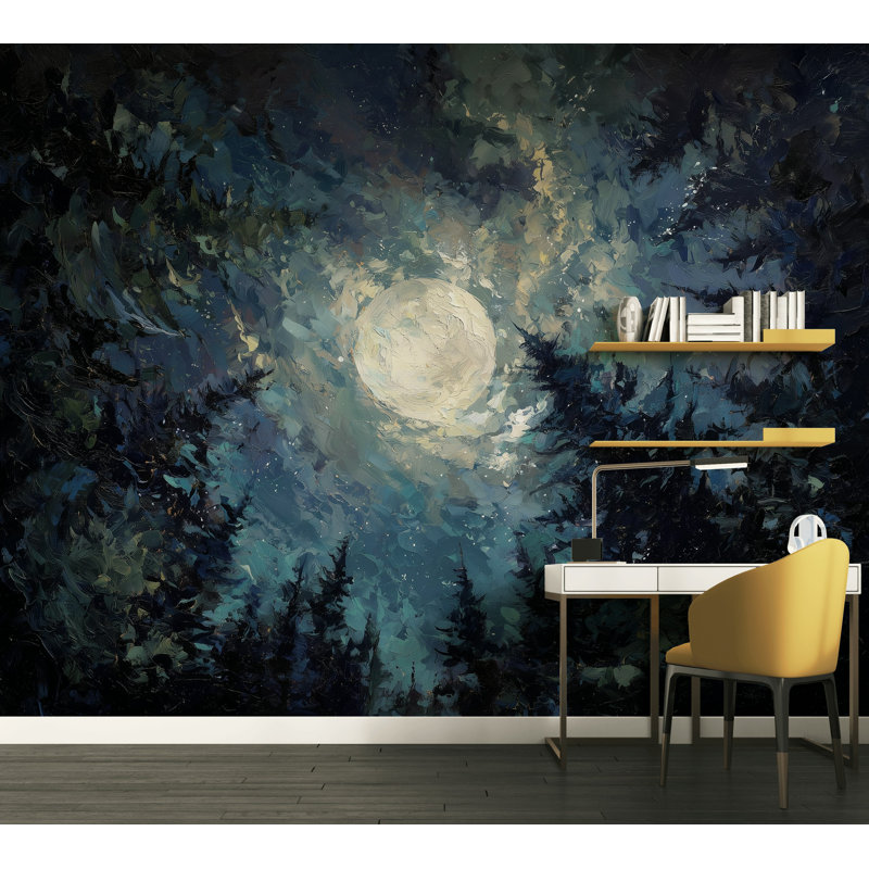 Décoration murale amovible lune papier peint lune, Textured Non-Pasted, 140 po x 108 po