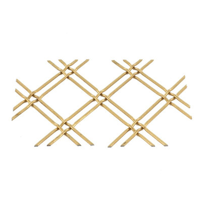 Kent Design 18 x 48 In. Satin Brass Round Flat Crimp Woven Wire Grille – Hand Woven, 1-1/4 In. Mesh, Tall Cabinet and Pantry Door Insert Panel