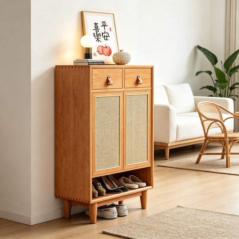 Armoire de rangement pour chaussures en rotin, H 47,24 po x l 31,50 po x P 12,99 po