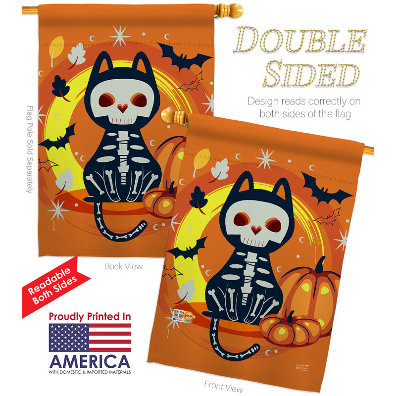 Drapeau d'Halloween chat en polyester 40 x 28 po