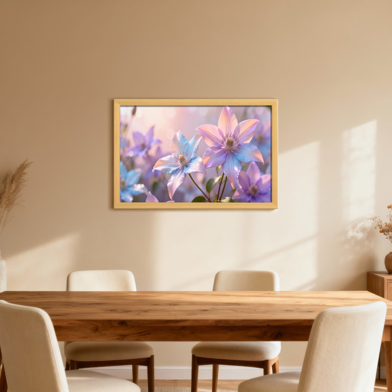Plants &Flowers Soft Pastel Flowers With Gentle Light, 12" H x 18" W, Wrapped Canvas, Does Not Apply
