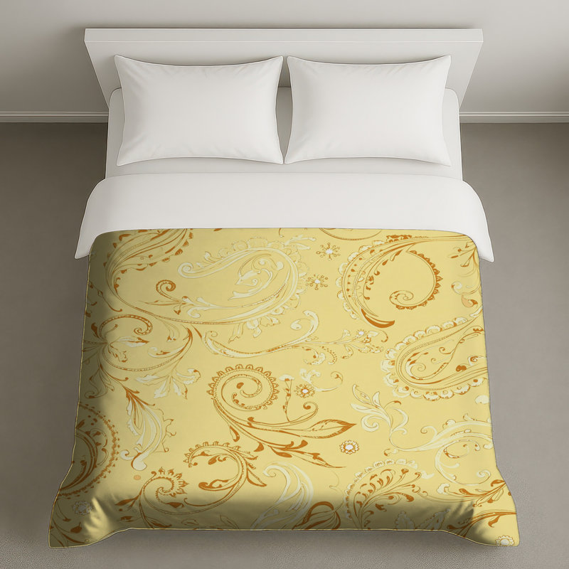 Housses de couette à motif cachemire jaune, Queen