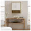 Armoire murale de salle de bain avec double porte, tablette inférieure, portes à motifs ondulées, tablette intérieure réglable, installation facile, bois blanc et naturel