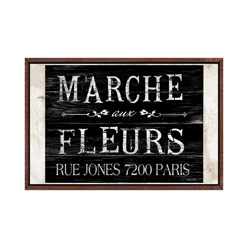 Fleurs Sign II by Cindy Jacobs - Print on Canvas, Classic Brown Wood Framed, 66.04cm H x 101.6cm W x 3.81cm D