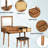Classic Brown Wood Dressing Vanity With Stool, Flip-Top Mirror And Three Drawers For Organized Makeup Solid Table Daily-411086016