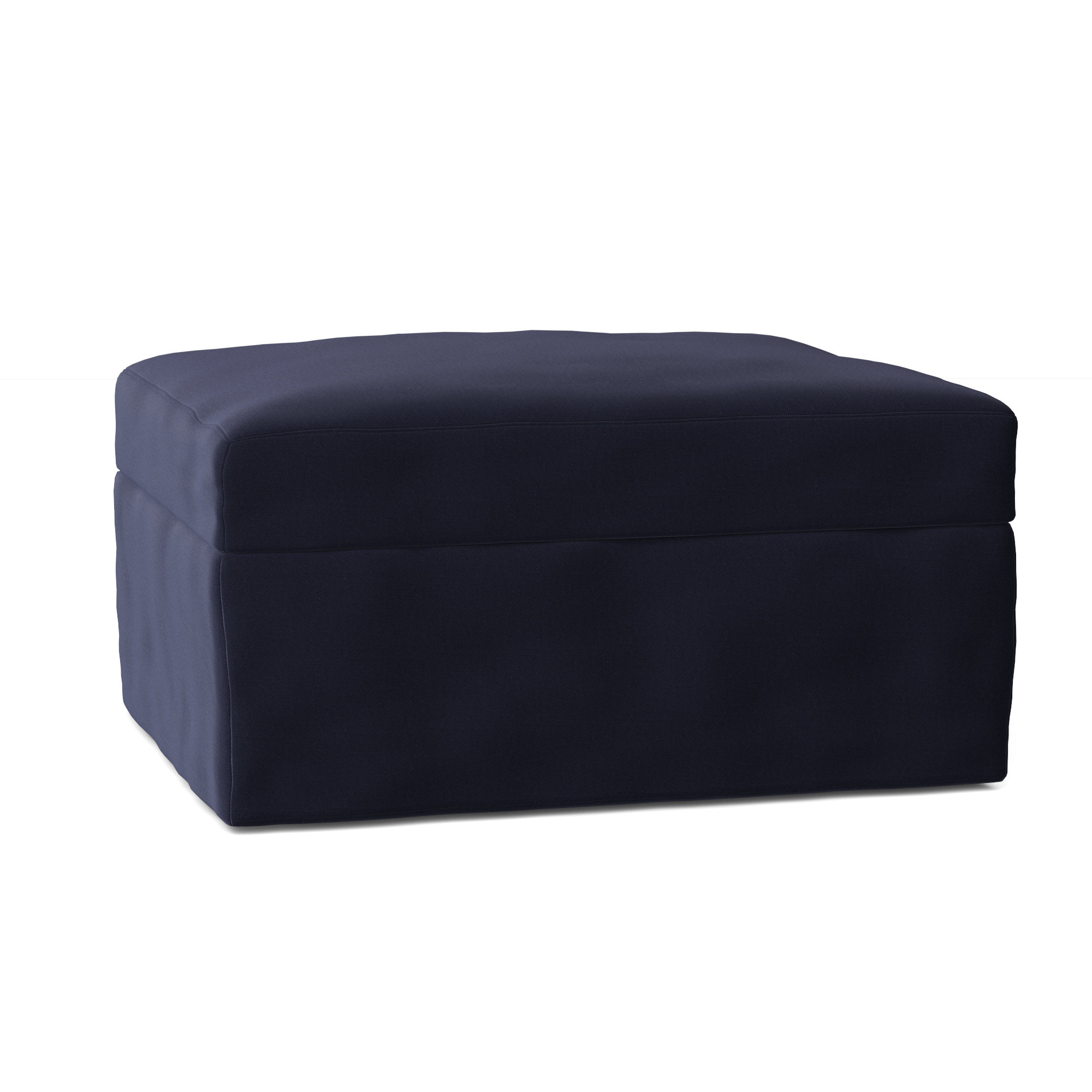 Kian Upholstered Ottoman, Canvas Navy Sunbrella® Canvas