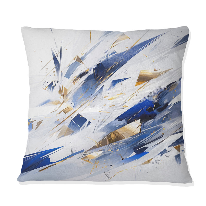 Coussin cubique bleu et blanc Kaleidoscope III
