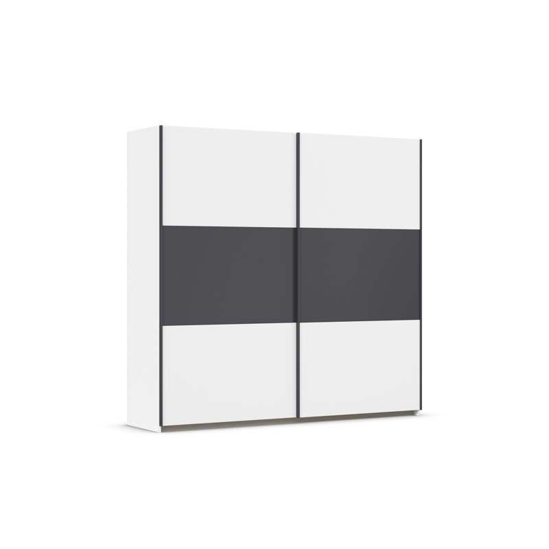Neo 2 Door Manufactured Wood Wardrobe, 210cm H x 218cm W x 59cm D, Standard, Alpine white/Grey metallic