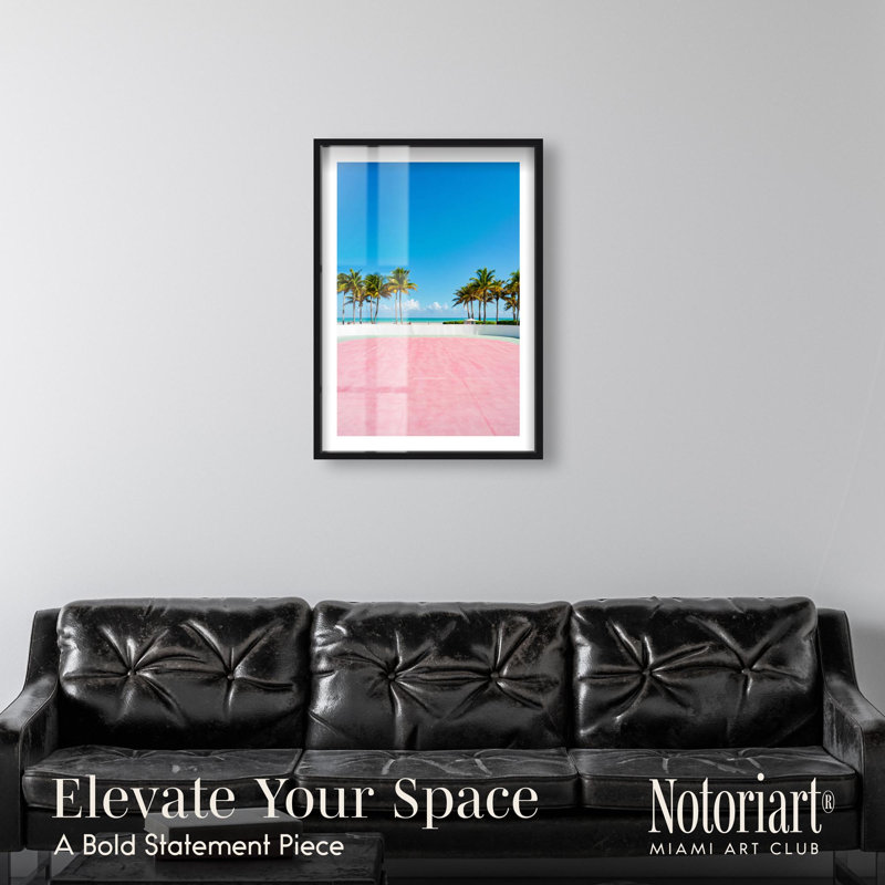 Motif de palmier rose par Notoriart, H 37 po x l 25 po, Noir