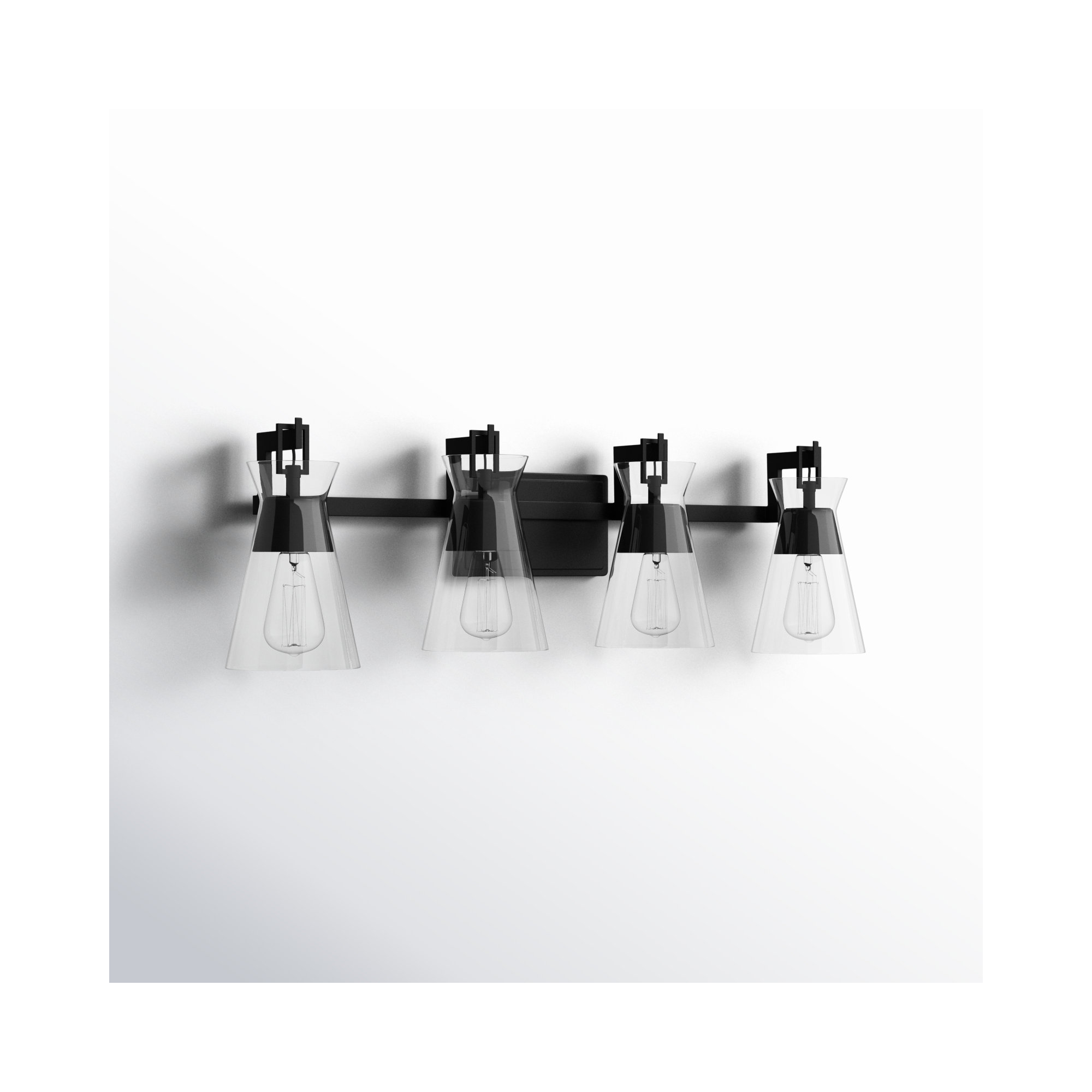 Kesia Bathroom Vanity Light, 4 Lights, 9.5" H x 32" W x 32" D, Black