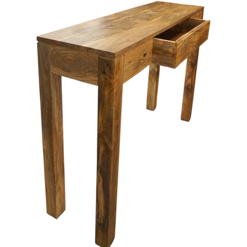 Hand-crafted Solid Wood Console Table With Drawer 