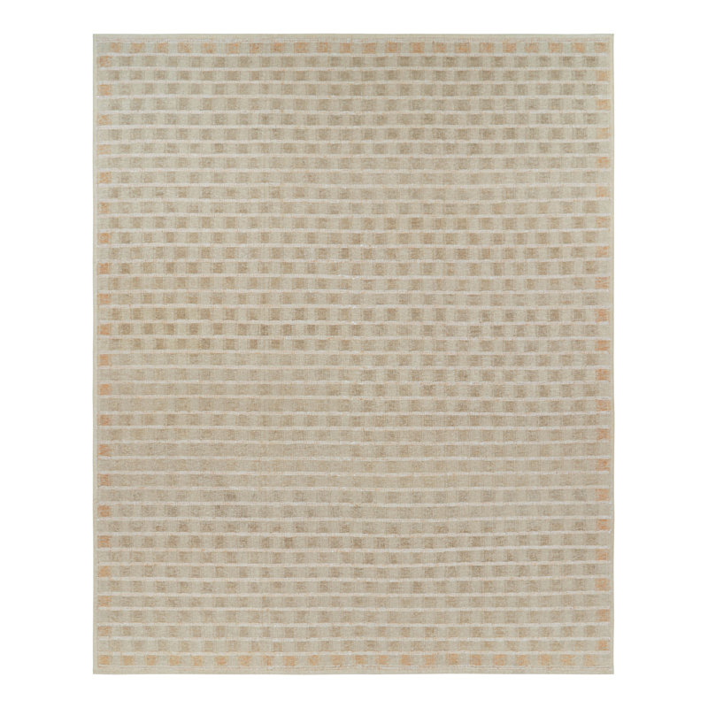 Scandinavian Hand Knotted Wool Geometric Area Rug, Rectangle 10' x 14'