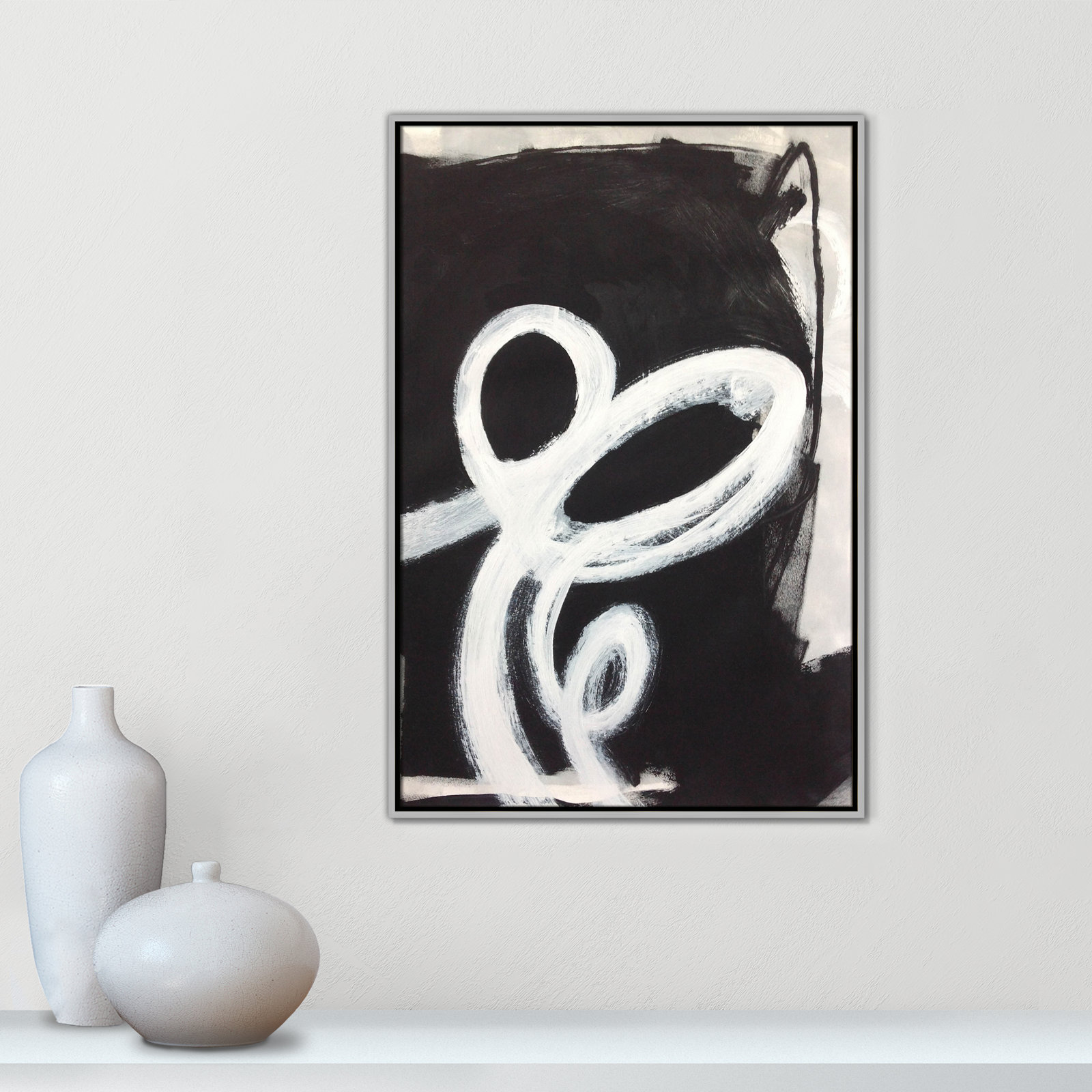 Bronte "Swirly Swirls II" Print, 37.5" H x 25.5" W x 2" D, Silver Floater Framed, No Mat
