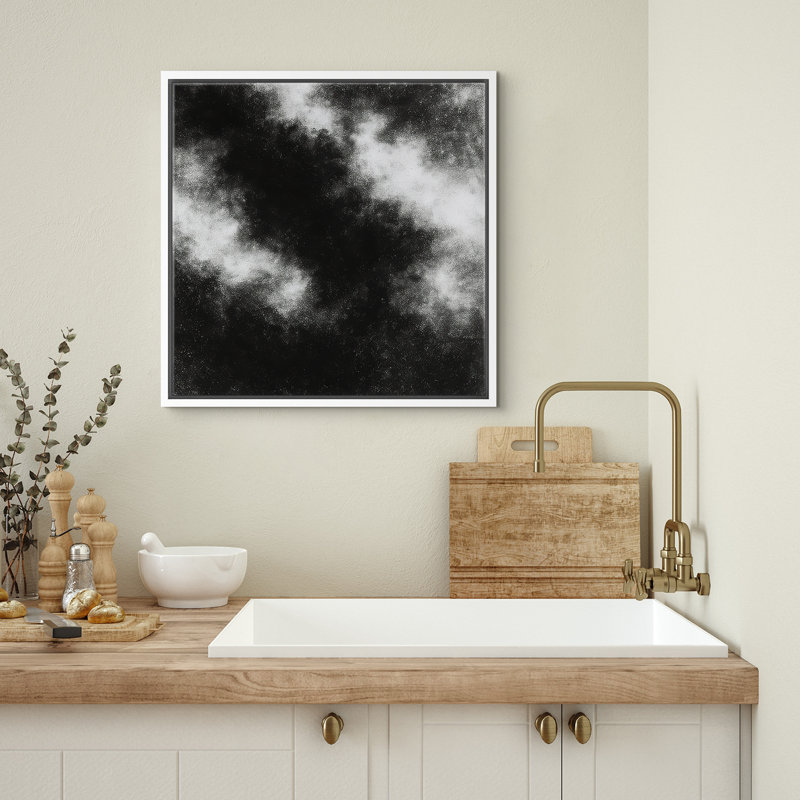 Reproduction d'art abstrait sur toile encadrée pour décoration intérieure moderne, H 16 po x l 16 po, Blanc