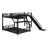 L-Shaped Bunk Bed With Loft Bed, Metal Triple Bunk Bed With Slide And USB Ports-450429890