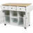 Rubberwood Folding Tabletop Kitchen Cart, Cabinet Door with Internal Storage Shelves, 5-wheel Kitchen Island with Storage Cabinet and 3 Drawers, Restaurant, White-490279034