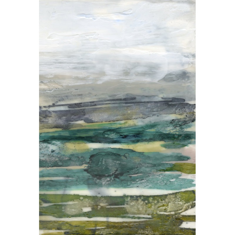 «Crackled Marshland III» par Jennifer Goldberger - peinture sur toile tendue, H 12 po x l 8 po