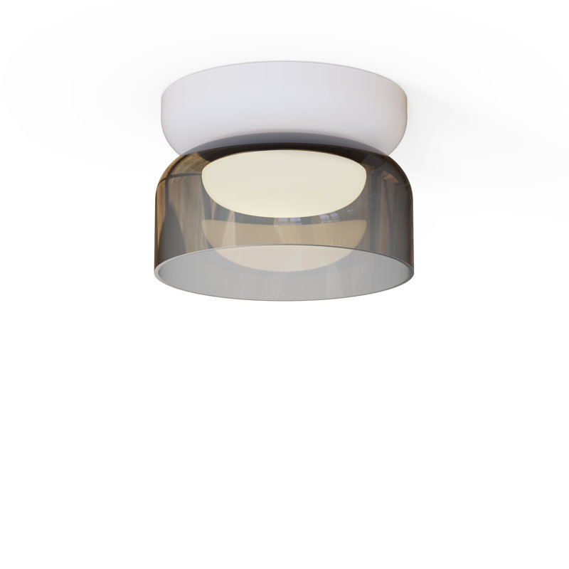 Totem Mini Flush Light Opal Glass Shades ( E Shade ), Black, Smoke