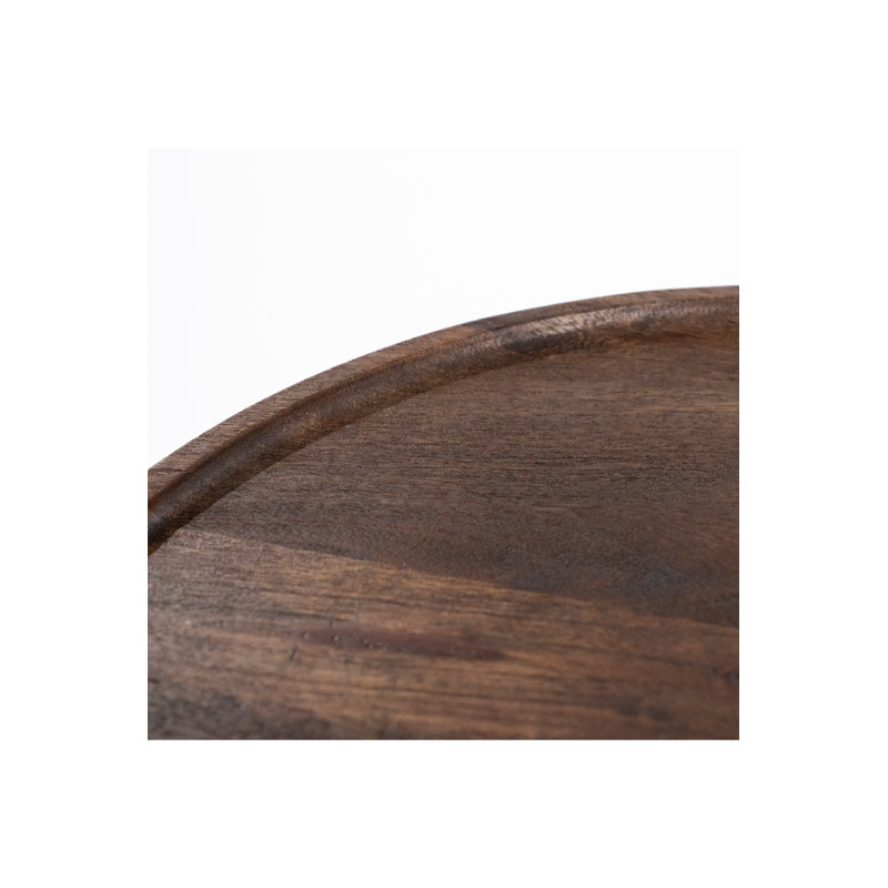 Ron Solid Wood Tray Top End Table, Brown