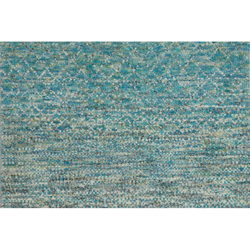 Hand-Knotted High-Quality Blue and Beige Runner, Runner 2'7" x 14'3"