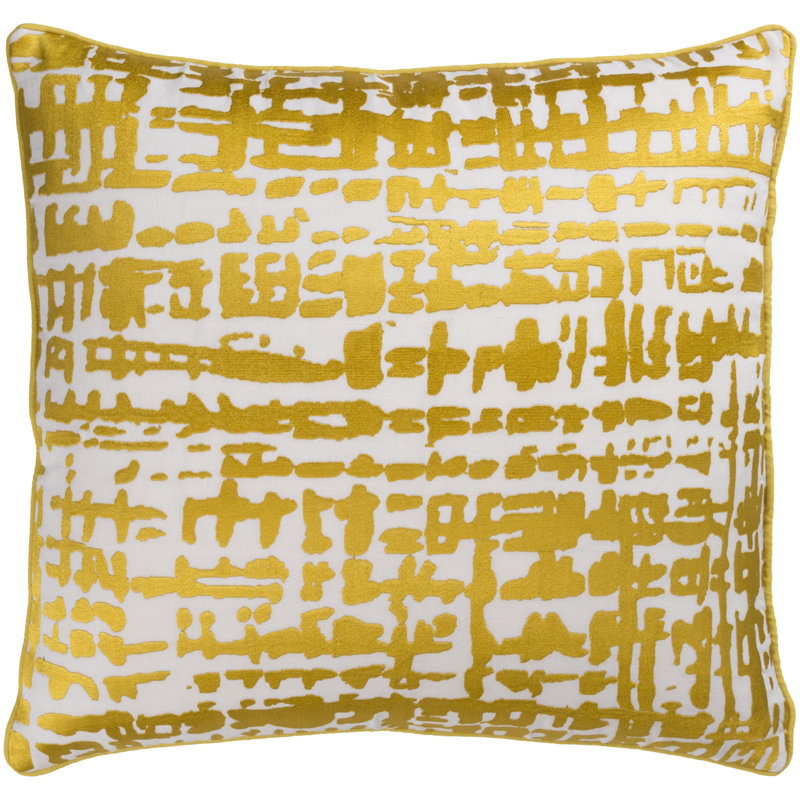 Mack Throw Pillow, 22" H x 22" W x 4" D, Gold/Ivory
