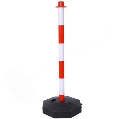 6 Pack Traffic Delineator Post Cones With Fillable Base, Adjustable Plastic Safety Barrier With 5Ft Plastic Chain, Outdoor And Indoor Crowd Control Stanchion For Traffic Control And Warning W/R