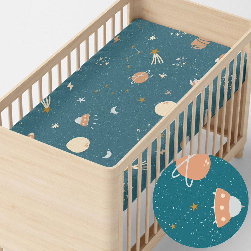 Indae 100% Cotton - Piece Standard Cot Fitted Sheet, 70cm W x 140cm L