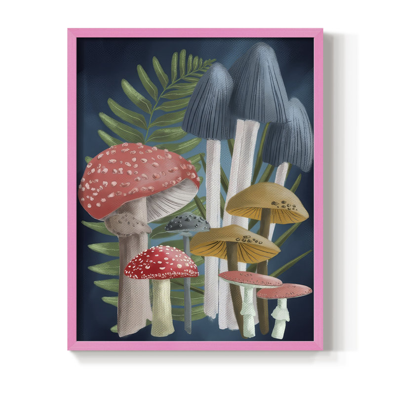 «Harvest Mushroom II», reproduction encadrée - bois massif, H 21 po x l 17 po, Rose